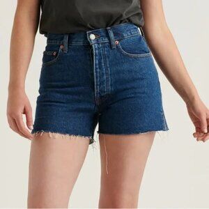Lucky Brand Shorts Women's 14 32 The Traveler Short Dark Wash High Rise Raw Hem